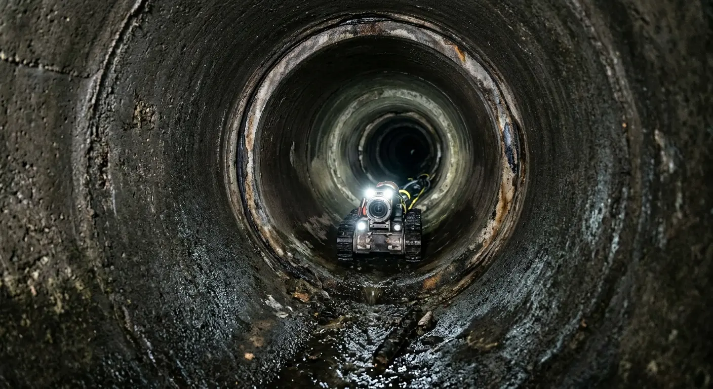 Robotic sewer camera inspecting pipe interior for Sewer Line Repair in Gates